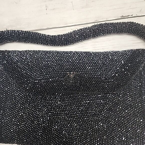Vintage Black Beaded Sparkling Small Clutch Bag Purse Handbag - Picture 3 of 9